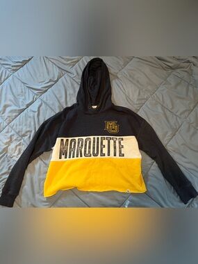 Marquette Blue and Gold Hoodie with Brass Grommets